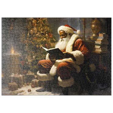 Darstellung des Puzzle Motivs puzzleplate Santa Reading by Christmas Tree 500 Puzzle