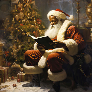 Darstellung des Puzzle Motivs Santa Reading by Christmas Tree 500 Puzzle 3D Modell