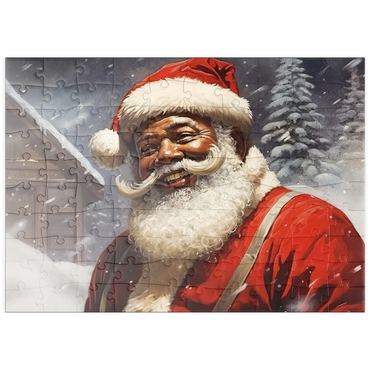 Darstellung des Puzzle Motivs puzzleplate Jolly Santa Claus in Winter Wonderland 100 Puzzle
