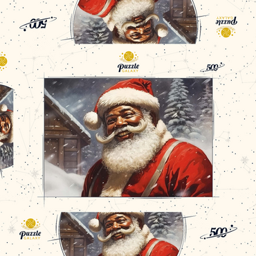 Darstellung des Puzzle Motivs Jolly Santa Claus in Winter Wonderland 500 Puzzle Schachtel 3D Modell