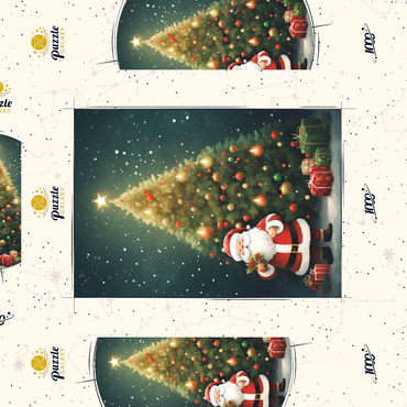 Darstellung des Puzzle Motivs Santa with Christmas Tree and Gifts 1000 Puzzle Schachtel 3D Modell