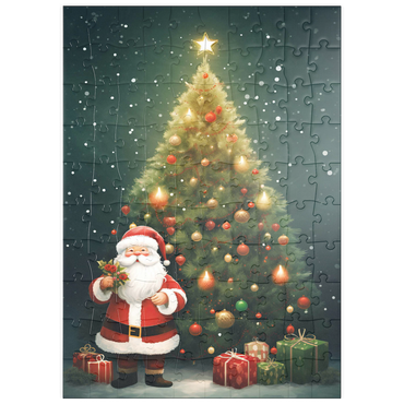 Darstellung des Puzzle Motivs puzzleplate Santa with Christmas Tree and Gifts 100 Puzzle