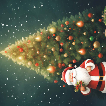 Darstellung des Puzzle Motivs Santa with Christmas Tree and Gifts 100 Puzzle 3D Modell