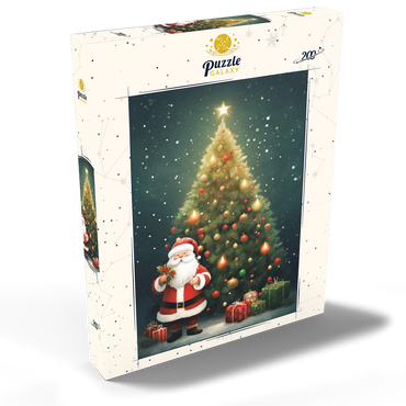 Darstellung des Puzzle Motivs Santa with Christmas Tree and Gifts 200 Puzzle Schachtel Ansicht2