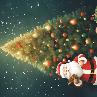 Darstellung des Puzzle Motivs Santa with Christmas Tree and Gifts 200 Puzzle 3D Modell