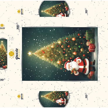 Darstellung des Puzzle Motivs Santa with Christmas Tree and Gifts 200 Puzzle Schachtel 3D Modell