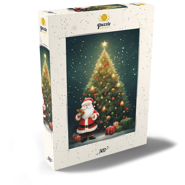 Darstellung des Puzzle Motivs Santa with Christmas Tree and Gifts 500 Puzzle Schachtel Ansicht2