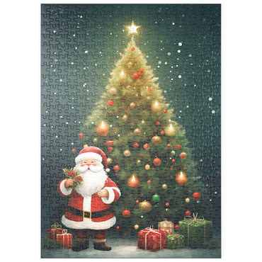 Darstellung des Puzzle Motivs puzzleplate Santa with Christmas Tree and Gifts 500 Puzzle