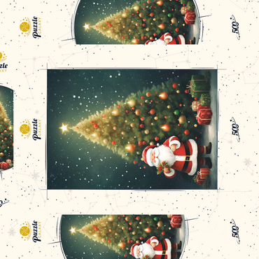 Darstellung des Puzzle Motivs Santa with Christmas Tree and Gifts 500 Puzzle Schachtel 3D Modell
