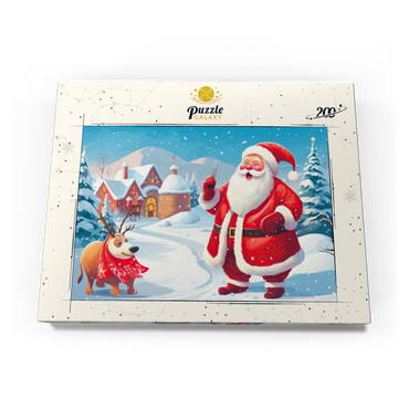 Darstellung des Puzzle Motivs Santa and Reindeer in Winter Village 200 Puzzle Schachtel Ansicht3