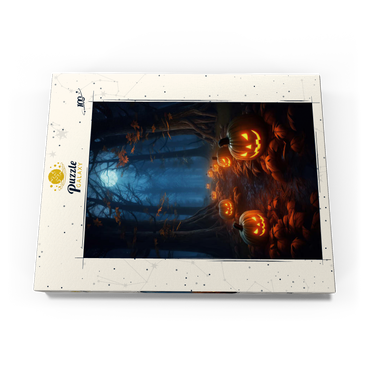 Darstellung des Puzzle Motivs Haunted Forest with Glowing Jack-o'-Lanterns 100 Puzzle Schachtel Ansicht3