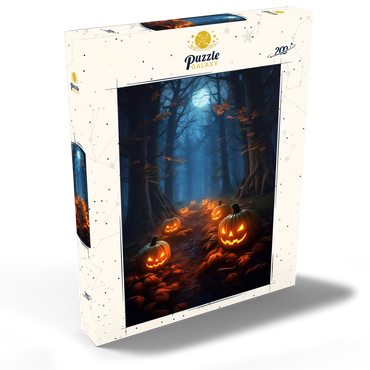 Darstellung des Puzzle Motivs Haunted Forest with Glowing Jack-o'-Lanterns 200 Puzzle Schachtel Ansicht2