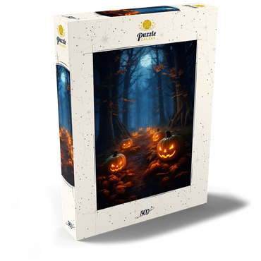 Darstellung des Puzzle Motivs Haunted Forest with Glowing Jack-o'-Lanterns 500 Puzzle Schachtel Ansicht2