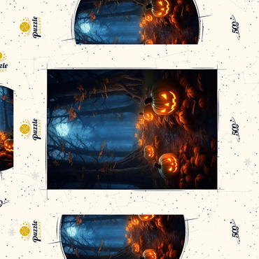 Darstellung des Puzzle Motivs Haunted Forest with Glowing Jack-o'-Lanterns 500 Puzzle Schachtel 3D Modell