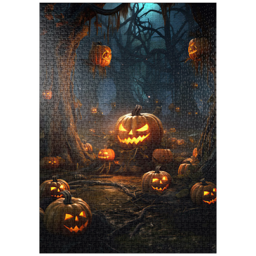 Darstellung des Puzzle Motivs puzzleplate Enchanted Pumpkin Forest at Night 1000 Puzzle