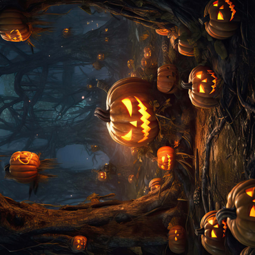 Darstellung des Puzzle Motivs Enchanted Pumpkin Forest at Night 1000 Puzzle 3D Modell