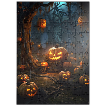 Darstellung des Puzzle Motivs puzzleplate Enchanted Pumpkin Forest at Night 100 Puzzle
