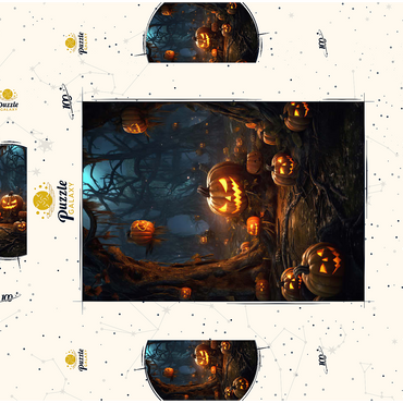Darstellung des Puzzle Motivs Enchanted Pumpkin Forest at Night 100 Puzzle Schachtel 3D Modell