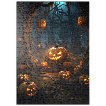 Darstellung des Puzzle Motivs puzzleplate Enchanted Pumpkin Forest at Night 200 Puzzle