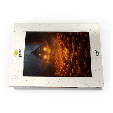 Darstellung des Puzzle Motivs Pumpkin-Lit Path to Haunted Cabin 1000 Puzzle Schachtel Ansicht3
