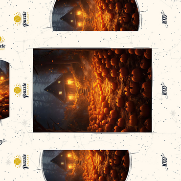 Darstellung des Puzzle Motivs Pumpkin-Lit Path to Haunted Cabin 1000 Puzzle Schachtel 3D Modell
