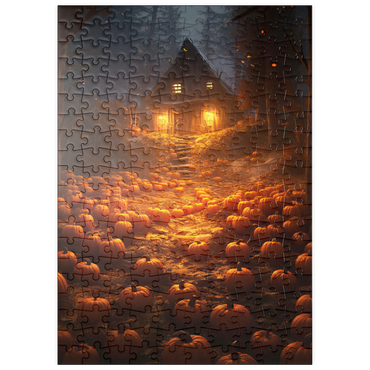 Darstellung des Puzzle Motivs puzzleplate Pumpkin-Lit Path to Haunted Cabin 200 Puzzle