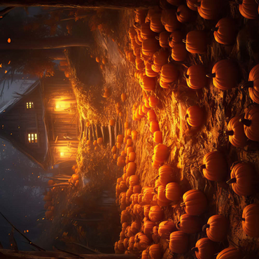 Darstellung des Puzzle Motivs Pumpkin-Lit Path to Haunted Cabin 200 Puzzle 3D Modell