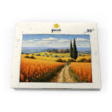 Darstellung des Puzzle Motivs Golden Fields of Tuscany with Cypress Trees 200 Puzzle Schachtel Ansicht3