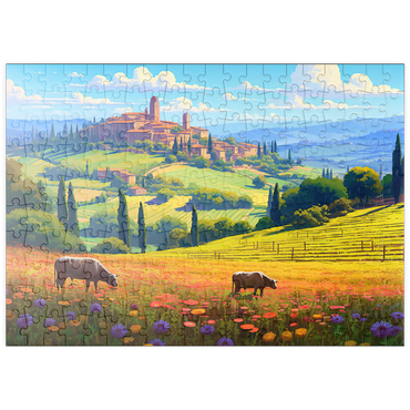 Darstellung des Puzzle Motivs puzzleplate Tuscan Countryside with Wildflowers and Rolling Hills 200 Puzzle