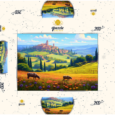 Darstellung des Puzzle Motivs Tuscan Countryside with Wildflowers and Rolling Hills 200 Puzzle Schachtel 3D Modell