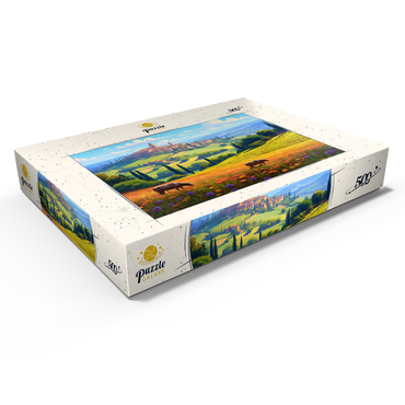 Darstellung des Puzzle Motivs Tuscan Countryside with Wildflowers and Rolling Hills 500 Puzzle Schachtel Ansicht1