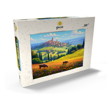 Darstellung des Puzzle Motivs Tuscan Countryside with Wildflowers and Rolling Hills 500 Puzzle Schachtel Ansicht2