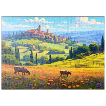 Darstellung des Puzzle Motivs puzzleplate Tuscan Countryside with Wildflowers and Rolling Hills 500 Puzzle