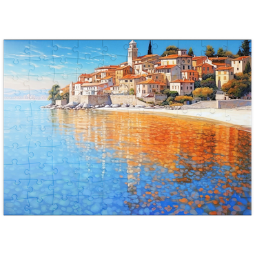 Darstellung des Puzzle Motivs puzzleplate Mediterranean Village by Crystal-Clear Coast 100 Puzzle