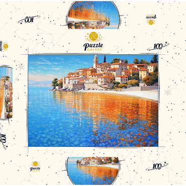 Darstellung des Puzzle Motivs Mediterranean Village by Crystal-Clear Coast 100 Puzzle Schachtel 3D Modell