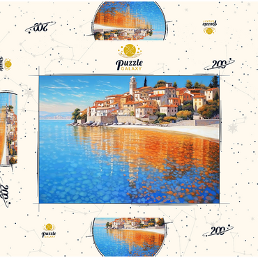 Darstellung des Puzzle Motivs Mediterranean Village by Crystal-Clear Coast 200 Puzzle Schachtel 3D Modell