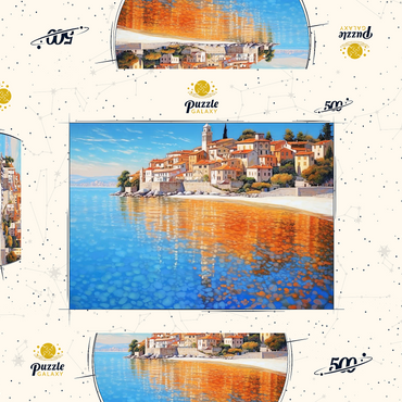 Darstellung des Puzzle Motivs Mediterranean Village by Crystal-Clear Coast 500 Puzzle Schachtel 3D Modell