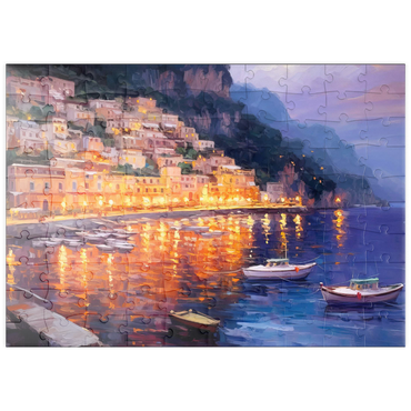Darstellung des Puzzle Motivs puzzleplate Positano at Twilight with Reflections 100 Puzzle