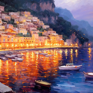 Darstellung des Puzzle Motivs Positano at Twilight with Reflections 100 Puzzle 3D Modell