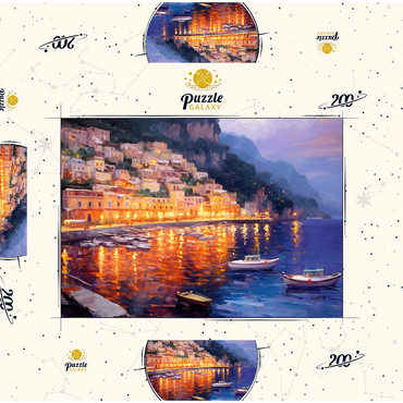 Darstellung des Puzzle Motivs Positano at Twilight with Reflections 200 Puzzle Schachtel 3D Modell