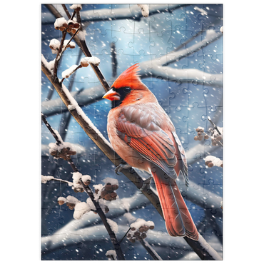 Darstellung des Puzzle Motivs puzzleplate Northern Cardinal in Winter Snow 100 Puzzle