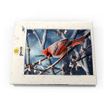 Darstellung des Puzzle Motivs Northern Cardinal in Winter Snow 200 Puzzle Schachtel Ansicht3