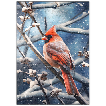 Darstellung des Puzzle Motivs puzzleplate Northern Cardinal in Winter Snow 200 Puzzle