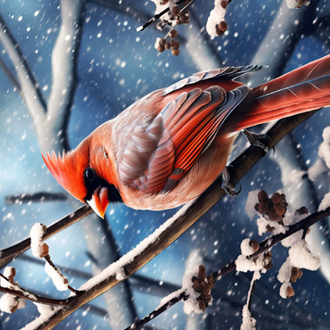 Darstellung des Puzzle Motivs Northern Cardinal in Winter Snow 200 Puzzle 3D Modell