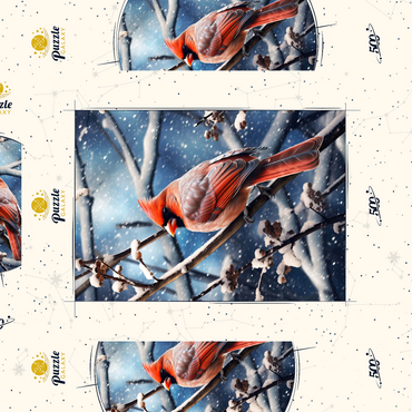 Darstellung des Puzzle Motivs Northern Cardinal in Winter Snow 500 Puzzle Schachtel 3D Modell