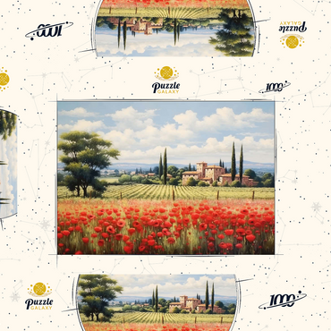 Darstellung des Puzzle Motivs Tuscan Countryside with Red Poppy Field 1000 Puzzle Schachtel 3D Modell
