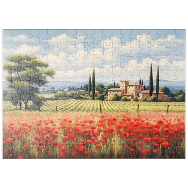 Darstellung des Puzzle Motivs puzzleplate Tuscan Countryside with Red Poppy Field 200 Puzzle