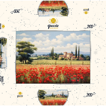 Darstellung des Puzzle Motivs Tuscan Countryside with Red Poppy Field 200 Puzzle Schachtel 3D Modell