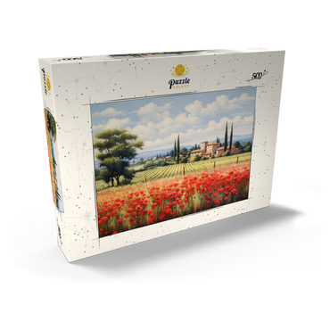 Darstellung des Puzzle Motivs Tuscan Countryside with Red Poppy Field 500 Puzzle Schachtel Ansicht2