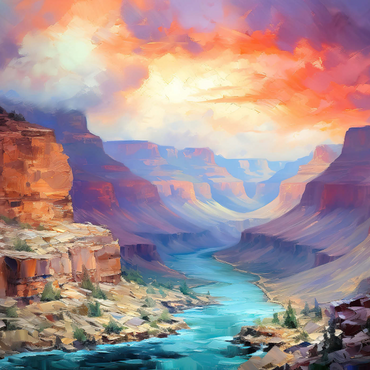 Darstellung des Puzzle Motivs Grand Canyon Sunset Over Colorado River 1000 Puzzle 3D Modell